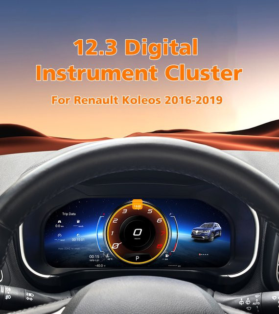 OSSURET Digitales 12,3 Zoll Display für Renault Koleos 2016-2020 mit Android Auto und Carplay in Schwarz - Bild 1