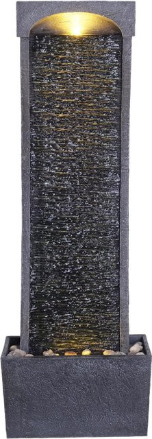 Teamson Home Indoor Garten Modern Gebogener Wasserfall Brunnen mit LED-Licht in Schwarz und Grau, Höhe: 98 cm - Bild 1