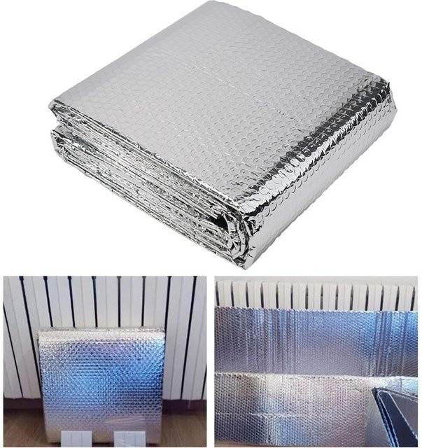 Reflektierende Aluminium-Isolierfolie als selbstklebender Wandaufkleber, doppelseitig, Farbe: Silber, Breite: 60 cm, Länge: 5 m - Bild 1