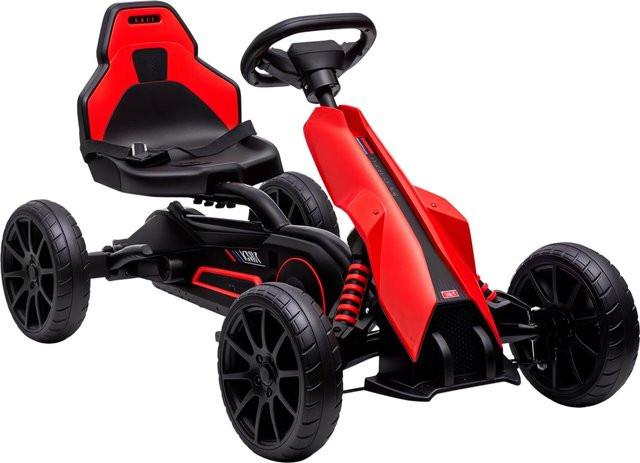 HOMCOM Gokart Kinderfahrzeug Tretauto mit verstellbarem Sitz ab 3 - 8 Jahren in Rot - Bild 1