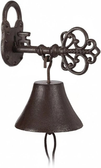 Relaxdays Türglocke aus Gusseisen in Rostbraun im antiken Stil, B: 23 cm, T: 10,5 cm, H: 17,5 cm - Bild 1