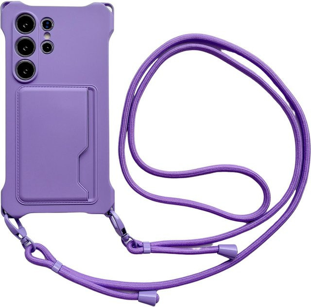 Flüssigsilikon Lanyard Kartenhalter Handyhülle für Samsung Galaxy S26 S25 S24 S23 S22 S21 Ultra Plus FE Edge 5G A17 in Violett - Bild 1