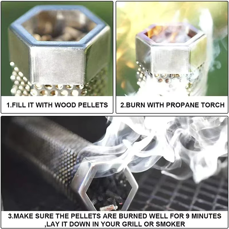 VIE LENTE BBQ Smoker Grill Zubehör aus Edelstahl mit Perforiertem Mesh Filter für Pellet Räucherboxen - Bild 2