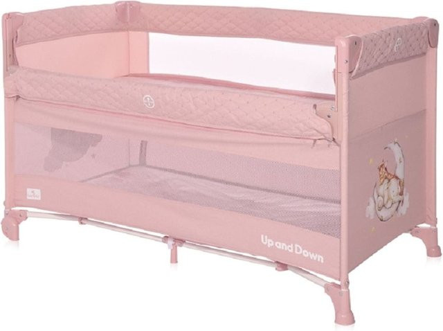Lorelli Baby Reisebett Up´n Down mit 2 Ebenen und Rädern in Rosa - Bild 1