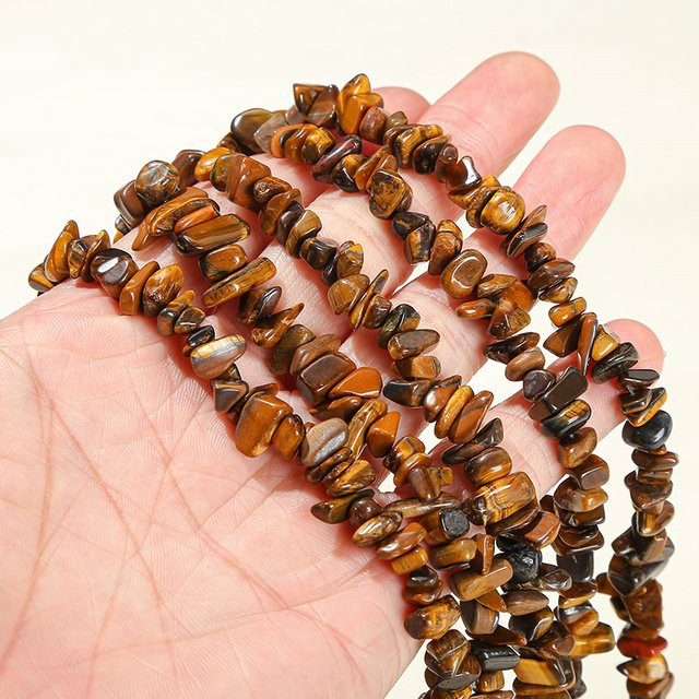 Perle Naturstein, gelb, Tigerauge, 5-8mm, Unisex - Bild 1
