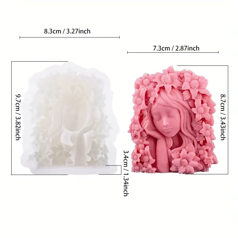Exquisite Silikonform Göttinnen-Motiv mit flachem Relief in Pink für Kerzen und Aromatherapie - Bild 2