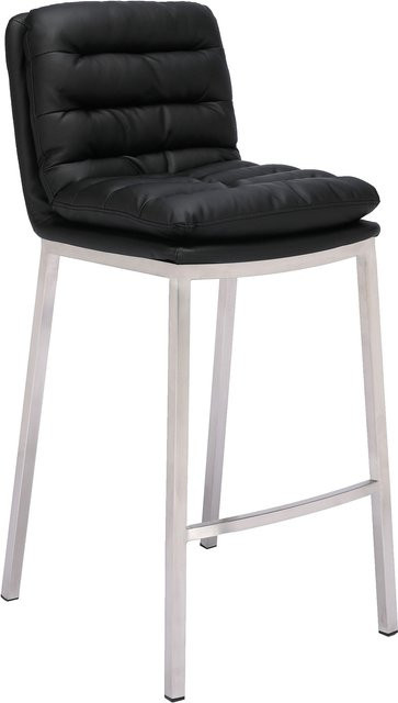 TPFLiving Barhocker Dundee mit Edelstahlgestell und Kunstleder in Schwarz, H: 108 cm, B: 48 cm, T: 58 cm - Bild 1