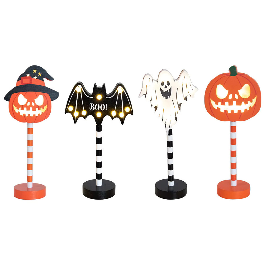 WEIGAO Halloween LED Nachtlicht mit Kürbis, Spinne, Fledermaus und Schädel Form in Schwarz für Wohnkultur und Partys, B/T/H: 26,5 x 17,5 x 17,5 cm - Bild 3