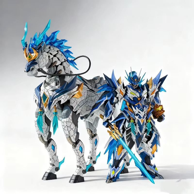 Bandai Neuer Motor Nuclear Zhao Yun Bausatz Actionfigur, mit Yulan Weißem Drachenpferd, Legierungsskelett, Desktop-Dekoration - Bild 4