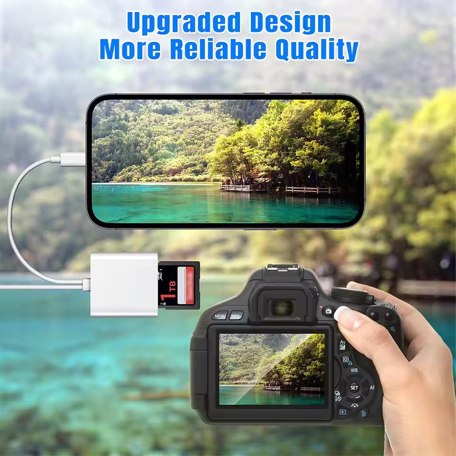 AEVYVKV 2-in-1 USB-C Kartenleser Adapter für SD und TF in Weiß für iPhone 15 16 17 iPad Pro und Macbook - Bild 2