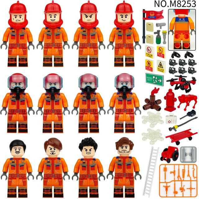 Fun Building Blocks City Serie Feuerwehrteam, Feuerwehrmann Figur, orange, ab 6 Jahren - Bild 1