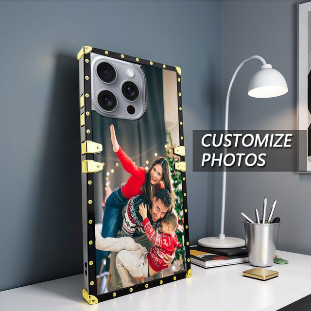Quadratische galvanisierte Nieten-Telefonhülle für Apple iPhone Modelle in Schwarz - Bild 1