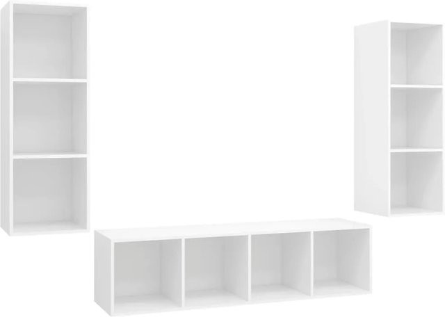 vidaXL 3-teiliges TV-Schrank-Set Weiß aus Holzwerkstoff für dein Wohnzimmer - Bild 1