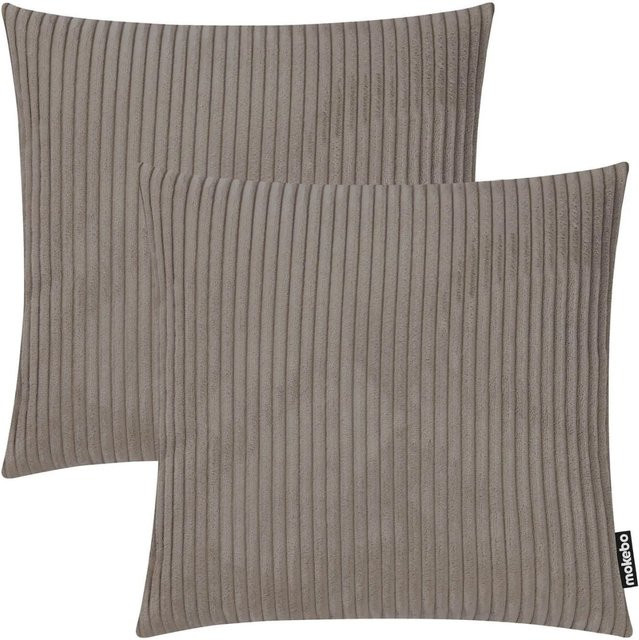 mokebo Dekokissen Set Die Kuschelbuddies 2er-Set aus Cord in Taupe mit Füllung - Bild 1