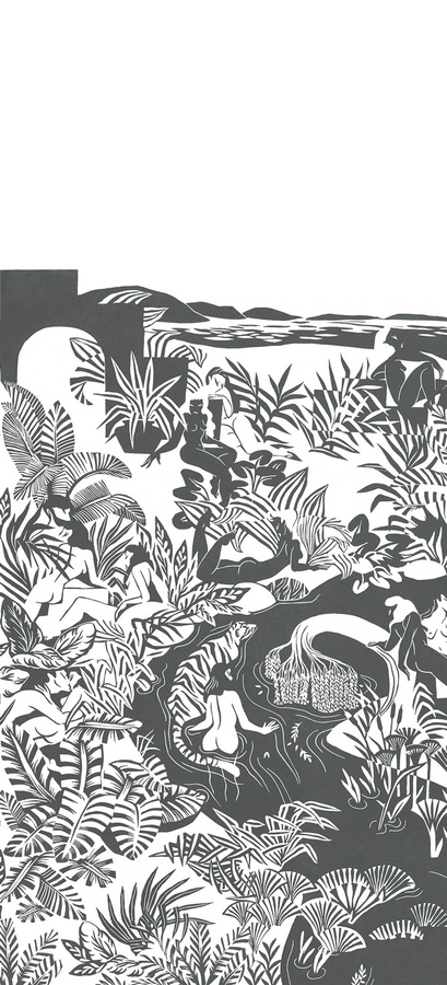 Isidore Leroy Wandgestaltung Mural Eternelles in Grau mit floralem Design - Bild 2