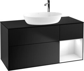 V&B Waschtischunterschrank Finion in Weiß und Schwarz, B/T/H: 120 x 50,1 x 50,1 cm - Bild 1