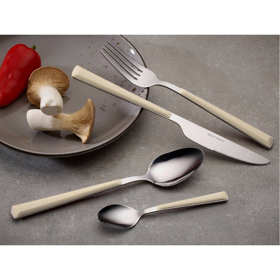 ECHTWERK Besteckset Basic 16-teilig in Creme/Beige mit Gabeln, Messern, Esslöffeln und Kaffeelöffeln - Bild 2