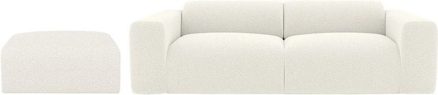 Vente-unique Sofa Pogni in Weiß mit Bouclé-Bezug, B/T/H: 205 x 75 x 3 cm - Bild 1