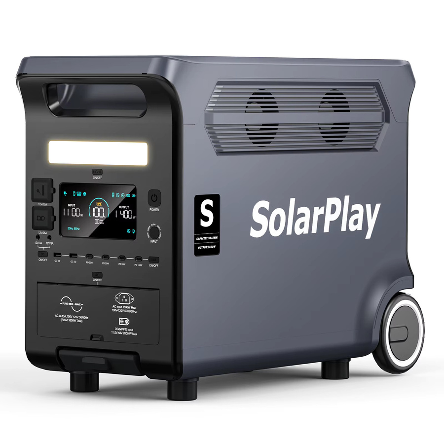 Solarplay Q3600 Tragbare Powerstation 3840Wh mit 3600W Reine Sinuswelle LiFePO4 Solargenerator in Schwarz - Bild 7