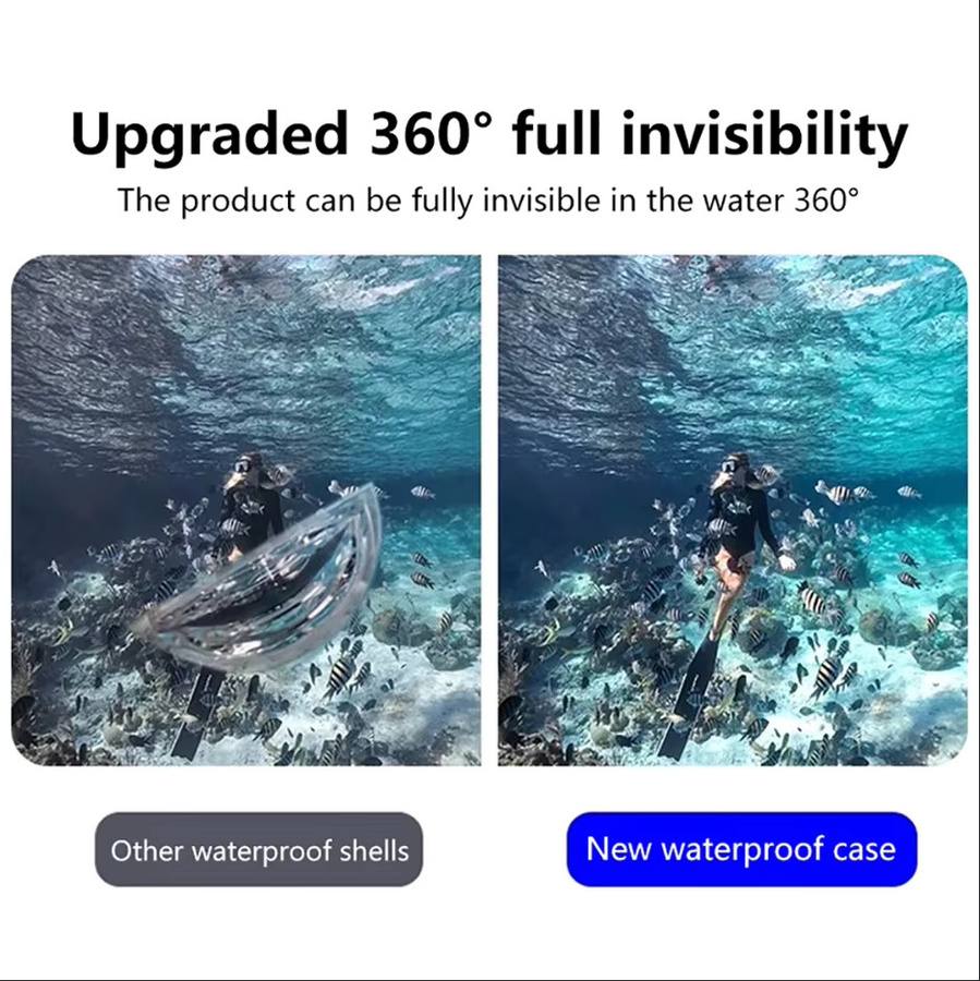 Wasserdichtes Gehäuse für Insta360 X3, X4 und X5, transparente Unterwasser-Tauchhülle für bis zu 40 Meter Tiefe - Bild 3