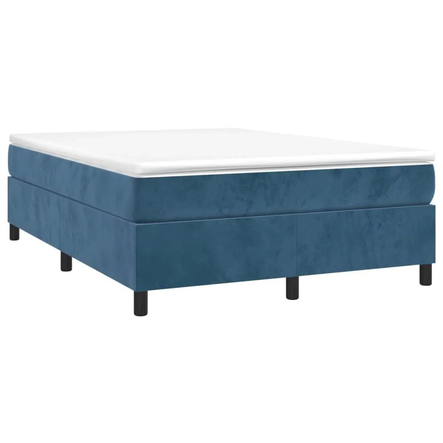 vidaXL Boxspringbett mit Matratze Dunkelblau aus Samt, Hybridbett mit Taschenfederkern, B/T: 140 x 190 cm - Bild 2