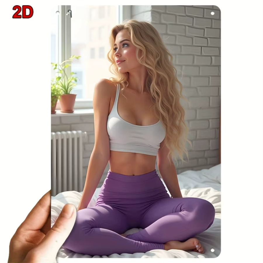 HELLOYOUNG Vintage Metall-Wandkunst Yoga-Poster in Weiß und Multicolour, B: 20,3 cm, H: 30,5 cm - Bild 3
