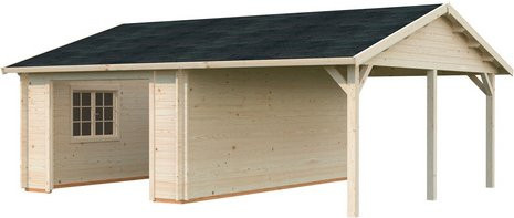 PALMAKO Garage Roger aus Fichtenholz in Braun mit Satteldach, B/T/H: 706 x 619 x 316 cm - Bild 1