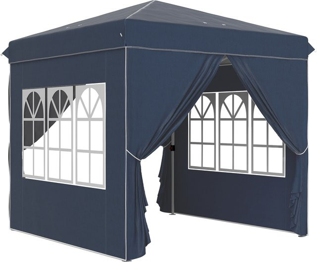 Outsunny Pop-up Faltpavillon mit 4 Seitenteilen Dunkelblau B/H/T: 248 x 270 x 248 cm - Bild 1