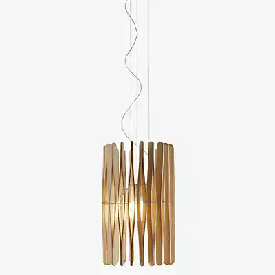 Fabbian Stick Pendelleuchte aus Holz in modernem Design mit warmweißem Licht - Bild 1