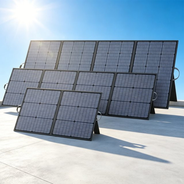 MHPOWOS Faltbares Solarpanel in Schwarz, Tragbares Mobiles Solarladegerät für Laptop und Solargenerator, ideal für Camping, Angeln und Wohnmobil - Bild 1