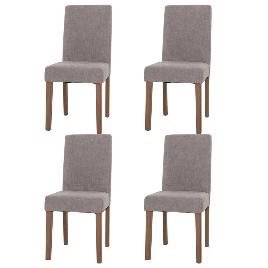 CHEFGASTRO Esszimmerstuhl 4er-Set in Hellgrau mit Chenille-Stoff und Naturfarbenen Holzbeinen, B/T/H: 90 x 42 x 50 cm, Sitzhöhe: 47 cm - Bild 2