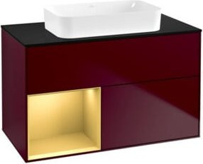 V&B Waschtischunterschrank Finion in Peony Matt mit Regalfach links, Gold Matt, Breite: 100 cm, Tiefe: 60,3 cm - Bild 1