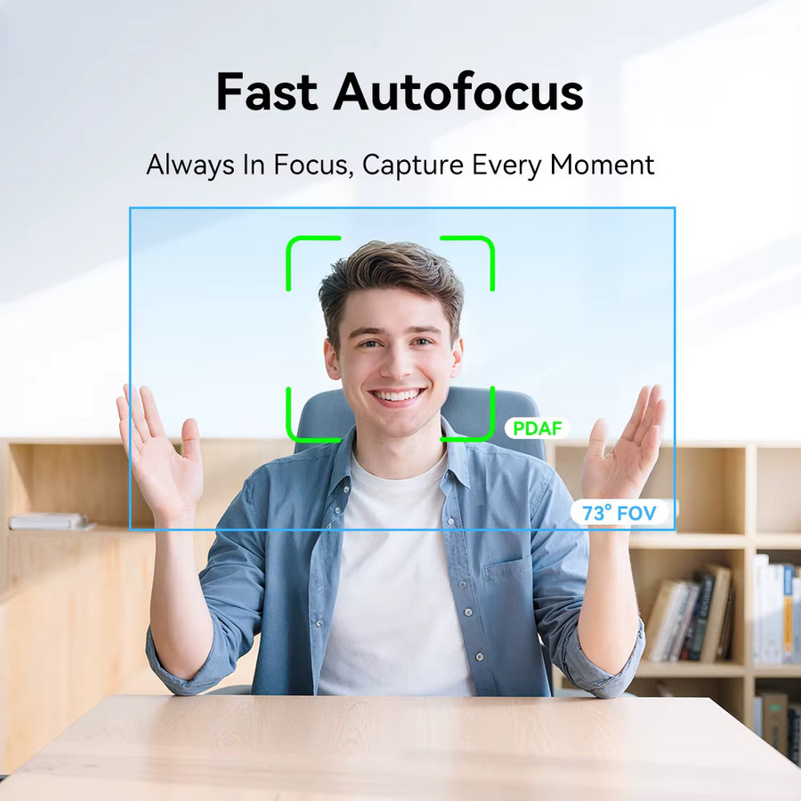 EMEET C60E 4K Ultra HD Webcam mit Autofokus in Schwarz für Live-Streaming und Videoanrufe - Bild 3