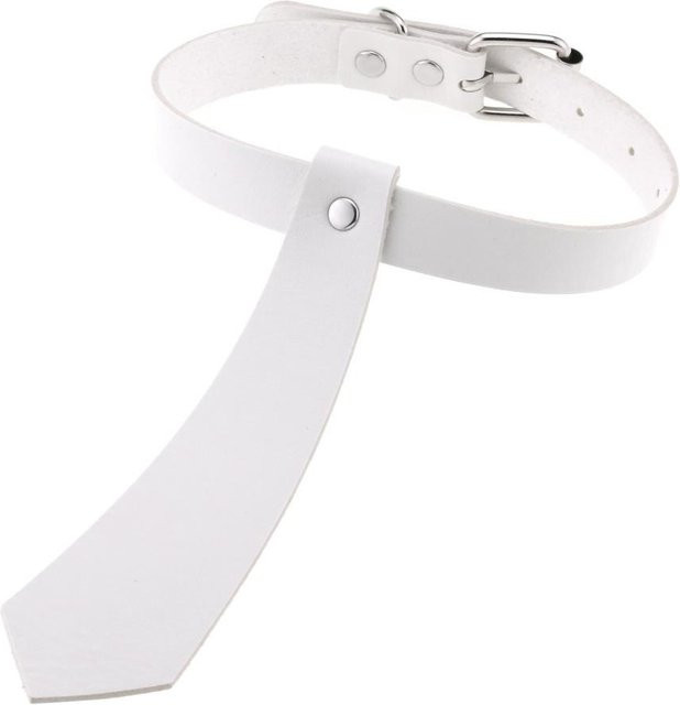 DIEZI Choker Halskette, weißes PU-Leder, Unisex, Vintage - Bild 1