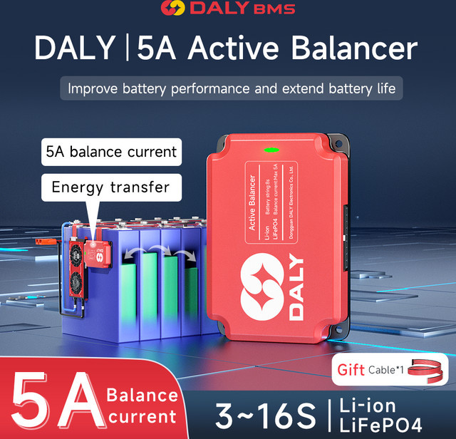 Daly 5A Aktiver Balancer Kondensator-Equalizer für 4S bis 16S LiFePO4 und Li-Ionen-Batteriegruppen in Rot - Bild 1