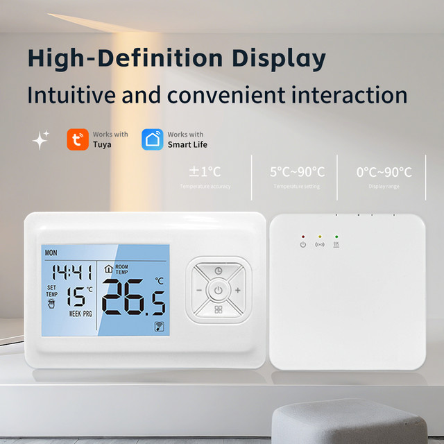 Tuya Smart Wifi Kessel Thermostat von ecobuy well, weiß, batteriebetrieben mit App-Steuerung und Smart Home Integration für Alexa und Google Home - Bild 1