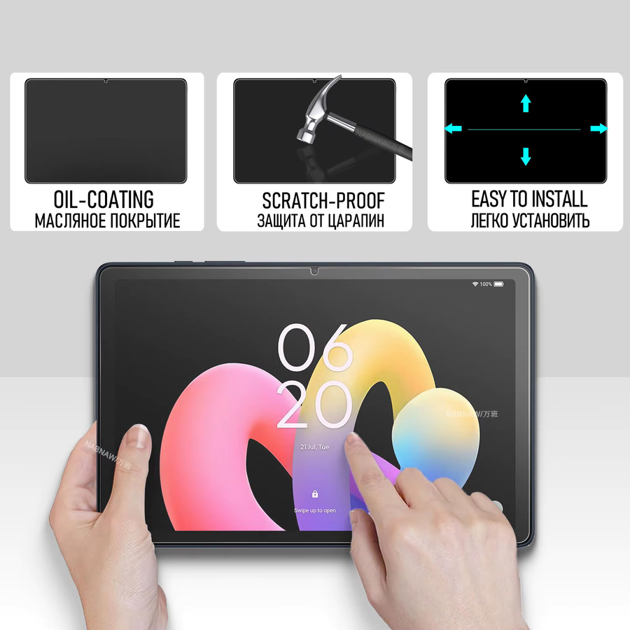 NABNAW Displayschutzfolie aus gehärtetem Glas für TCL Tab 10L Gen4 Gen3 Gen2 NXTPAPER 14 11,5 11 Plus und TCL Tab 11 FE, 2er-Pack, transparent - Bild 2