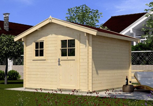 WEKA Gartenhaus Premium aus Holz in Beige mit Satteldach und Massivholz-Fußboden, B/H/T: 380 x 262 x 280 cm - Bild 3