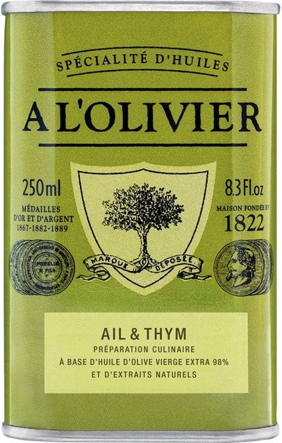 A L'Olivier Olivenöl mit frischem Knoblauch & Thymian 250 ml - Bild 1