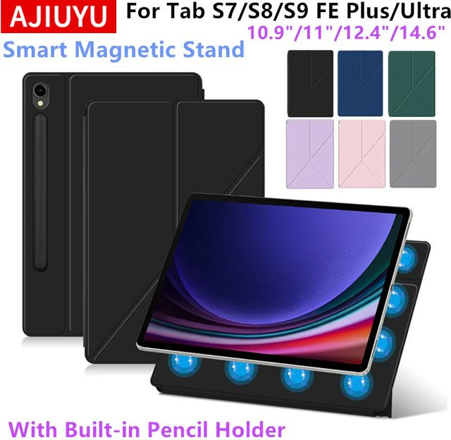 Magnetische Smart Shell Cover Hülle für Samsung Galaxy Tab S9 S10 S7 S8 S9 FE S7 FE S9 Plus S10 Ultra in Pink und Black - Bild 1