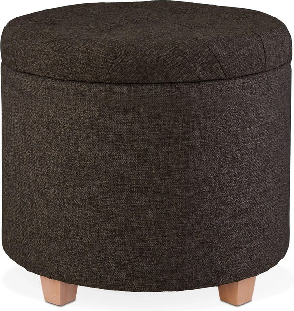 Relaxdays Sitzhocker aus Stoff in Braun mit Stauraum B: 41 cm, T: 44 cm, H: 41 cm - Bild 1