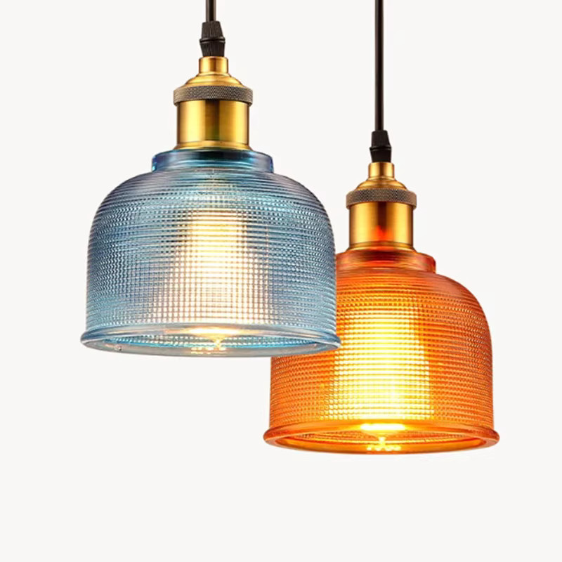 Lava Ball Buntglas-Pendelleuchte im Vintage-Stil mit E27-Fassung, Mehrfarbig, Gold/Messing - Bild 2