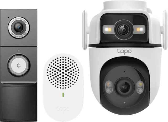 TP-Link Tapo C545D Smart Outdoor Kamera mit D235 Akku und kabelgebundener Türklingel in Weiß - Bild 1