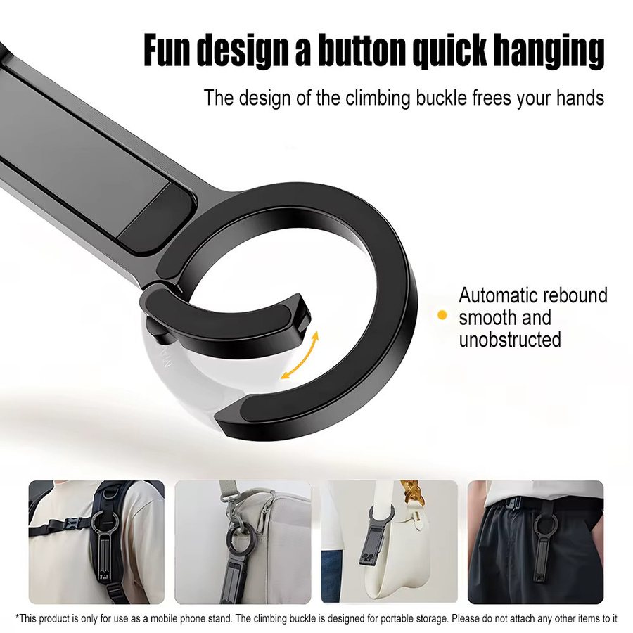 Ojeleye Magnetische Handy Stativ Halterung mit Karabiner und Dual-seitigem Griff in Schwarz für iPhone 14 15 16 17 Pro Max - Bild 3