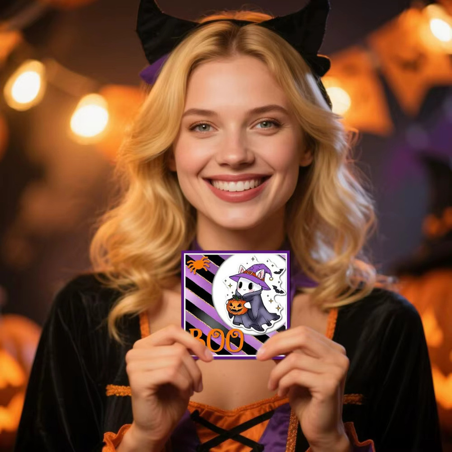 Transparenter Halloween Stempel mit Geisterkatzen und Kürbissen für die Kartenherstellung - Bild 5