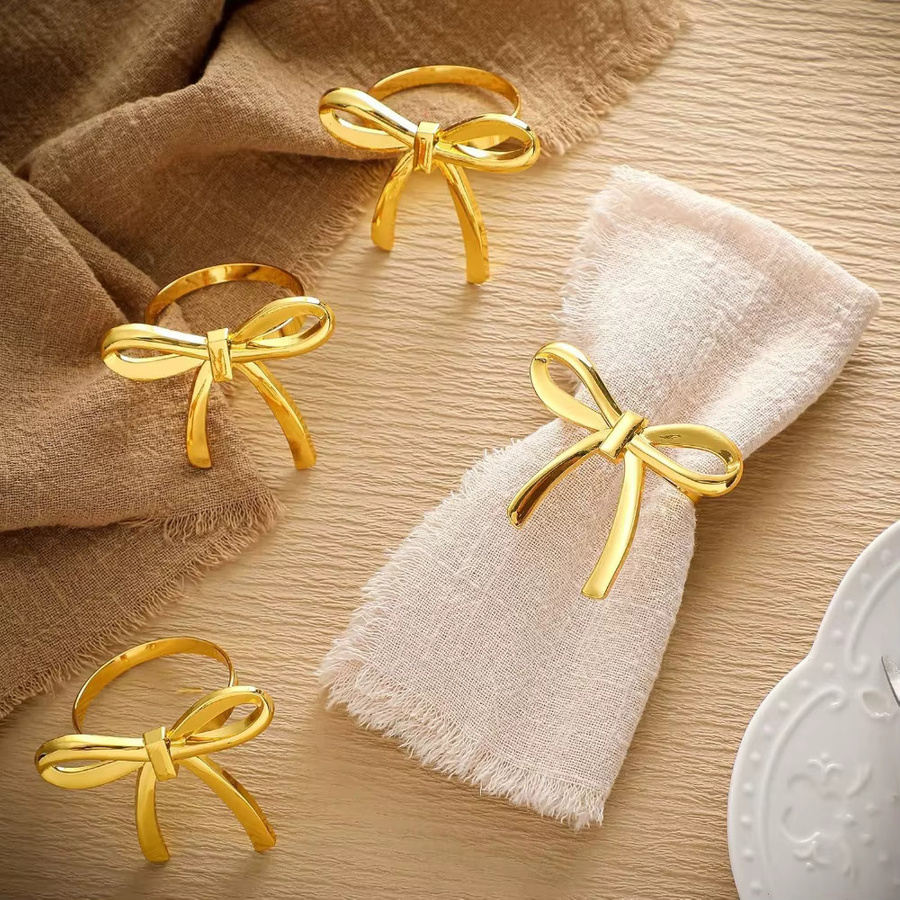 LEENKEA Serviettenringe aus Metall in Gold mit Schmetterlings-Design, 6er Set für Hochzeit und Party - Bild 3