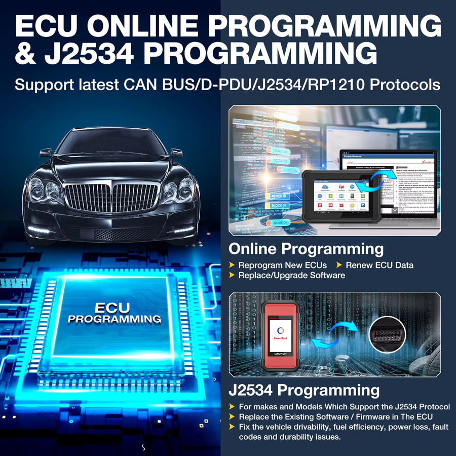 LAUNCH X431 PAD V ELITE OBD2-Scanner in Schwarz für ECU-Codierung und Online-Programmierung mit bidirektionaler Diagnose und Topologie-Karte - Bild 4