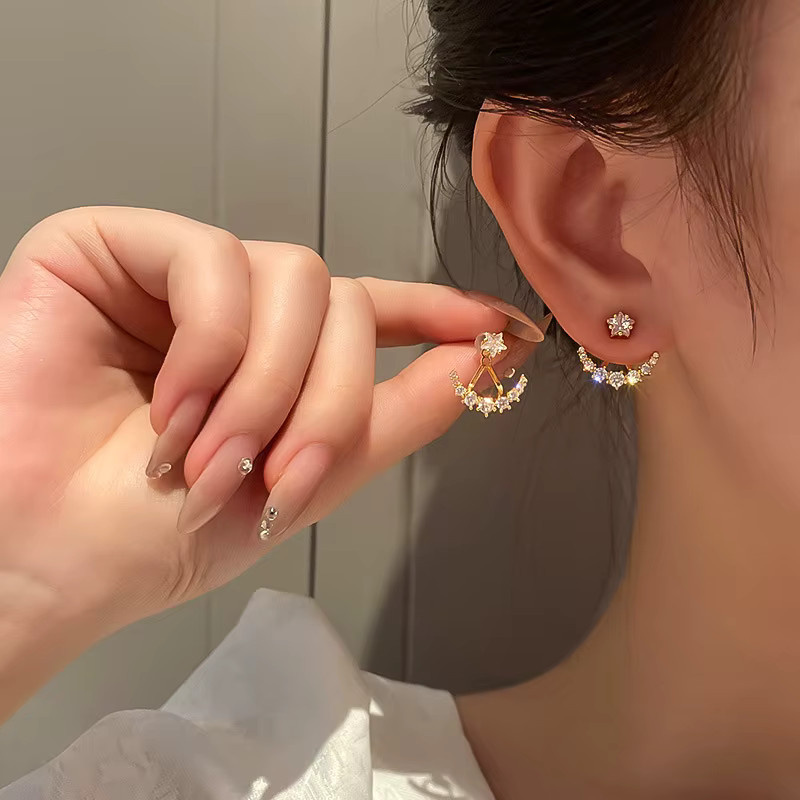 Kaitin Jewelry Ohrstecker, Zirkonia, Gold, Damen, Stern Mond - Bild 2