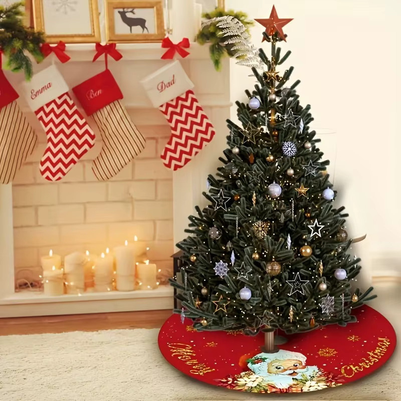 VIKAMA Weihnachtsbaumrock mit traditionellem Weihnachtsmann-Print in Rot und Schleifen-Design - Bild 6