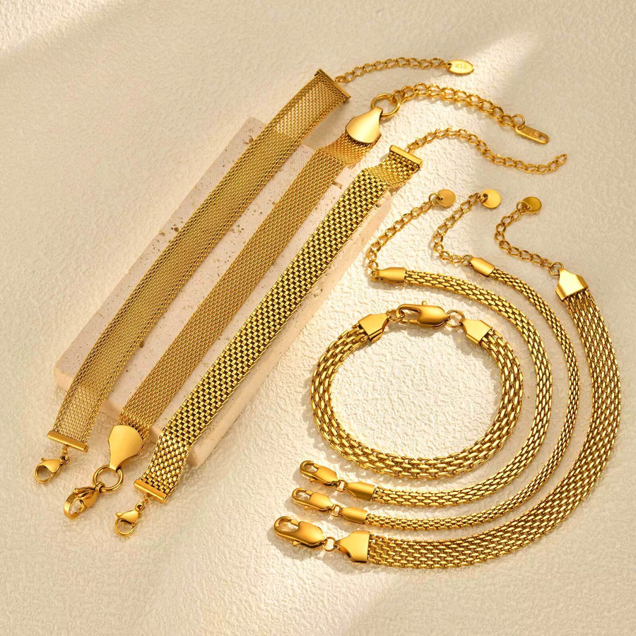 Meaeguet Armband, Kabel-Gliederkette, Edelstahl, Gold, Damen - Bild 2